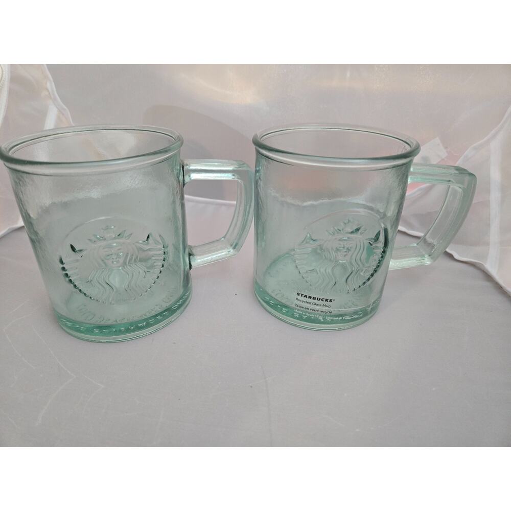Starbucks Recycled Glass Cold Mug 12oz Green New Set of 2